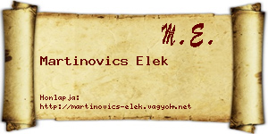 Martinovics Elek névjegykártya