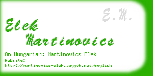 elek martinovics business card